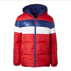 Kids Red and Blue Puffer Jacket